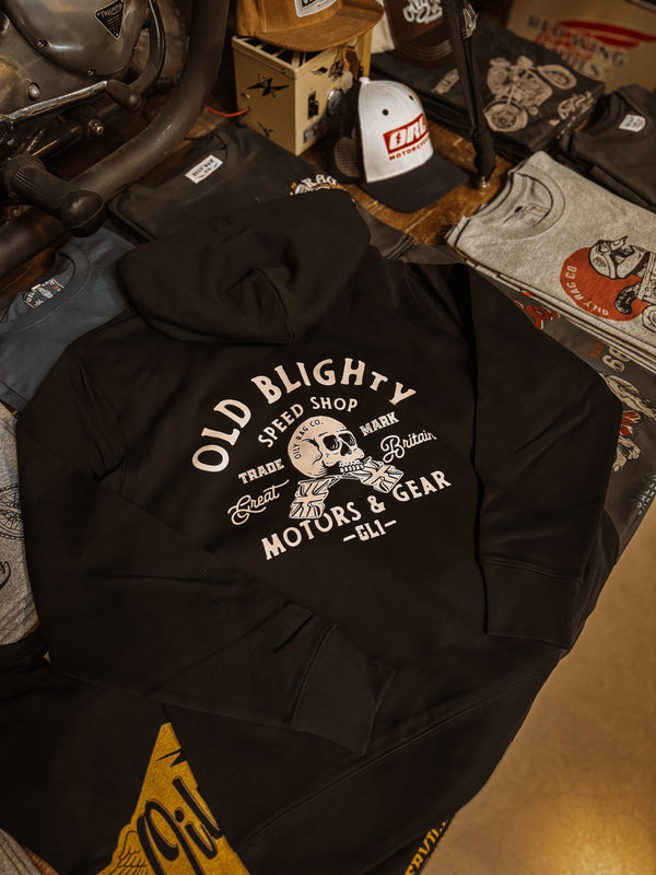 Old Blighty Pullover Hoodie - Front / Back Print - Black