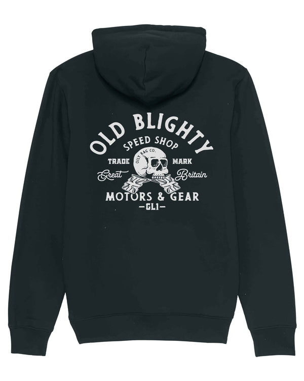 Old Blighty Pullover Hoodie - Front / Back Print - Black